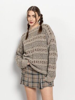 WOOL SWEATER Jumper Vintage Baggy Oversize Fall Winter / Large